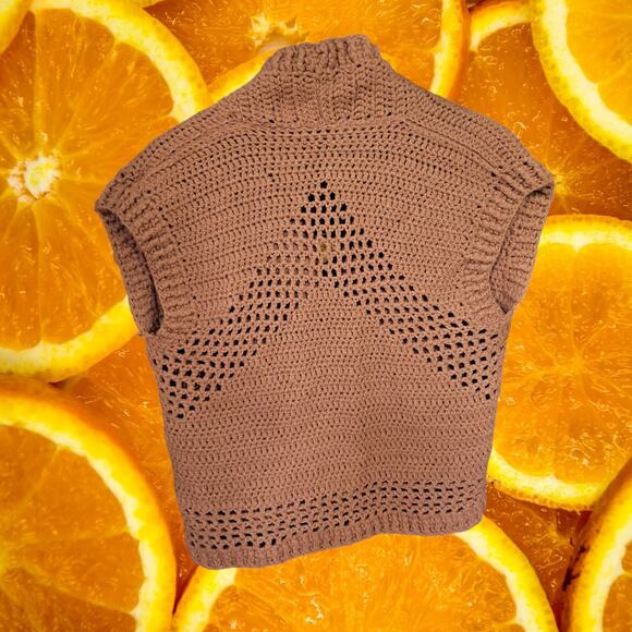 HandMade Hand Knit Orange Button Up Cardigan - Picture 5 of 5